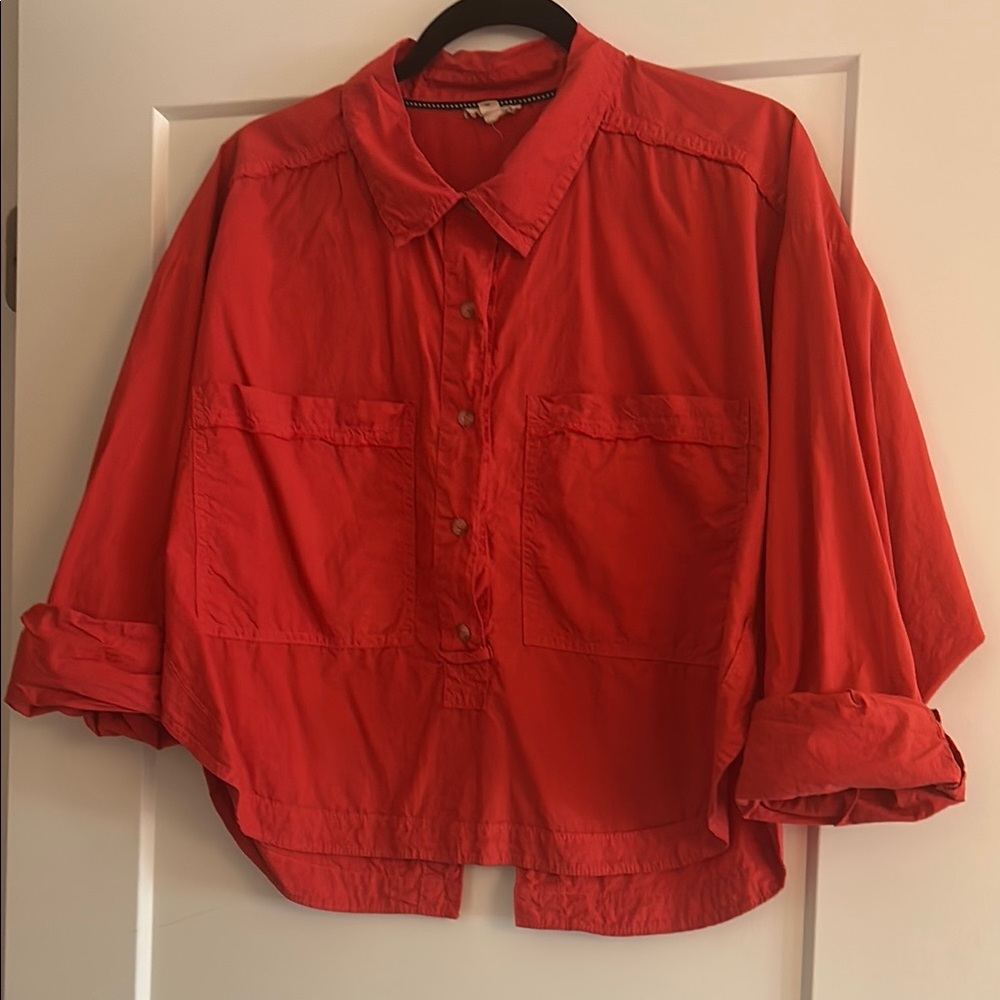 Pilcro Red Button-Up Top